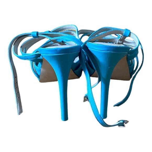 Guess Teal Platform Lace Up Sandals with Stiletto Heels - Picture 3 of 6